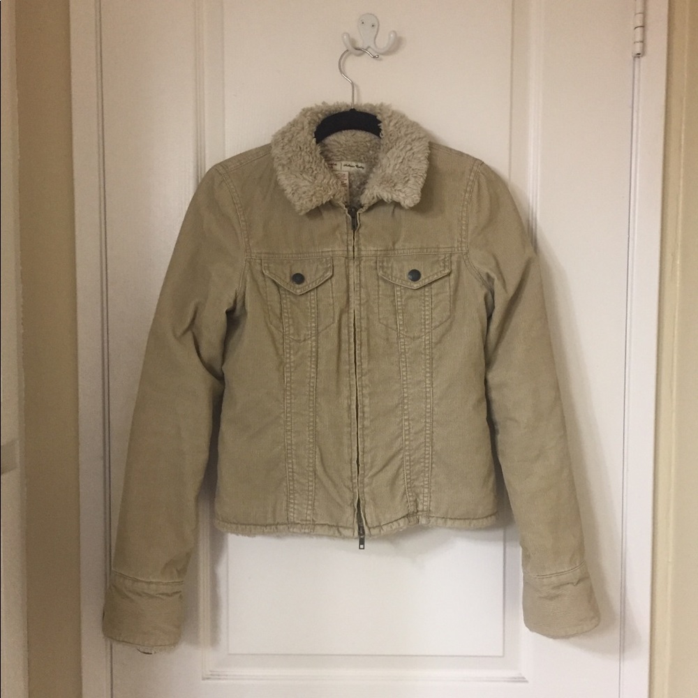 Tan corduroy, faux sheep winter jacket